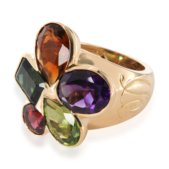 Christian Dior Multi Colored Gemstone Cocktail Ring in 18K Yellow Gold - Picture 3 of 3